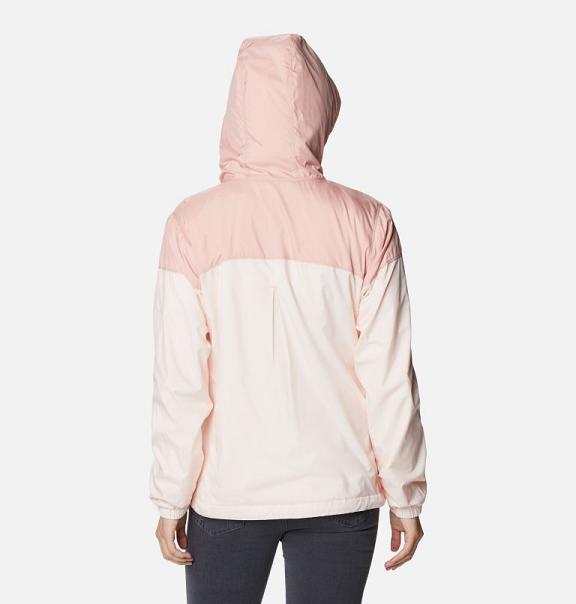 Columbia Flash Forward Windbreaker White Pink For Women's NZ76042 New Zealand